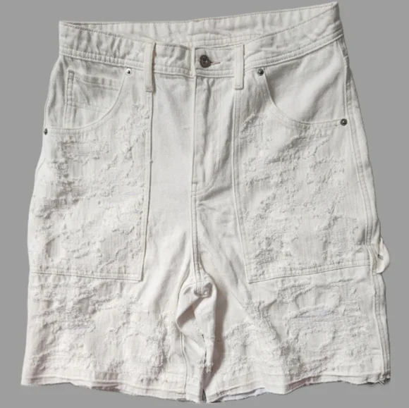 Nwot Textured Rip Cargo Style White Shorts - Picture 1 of 8